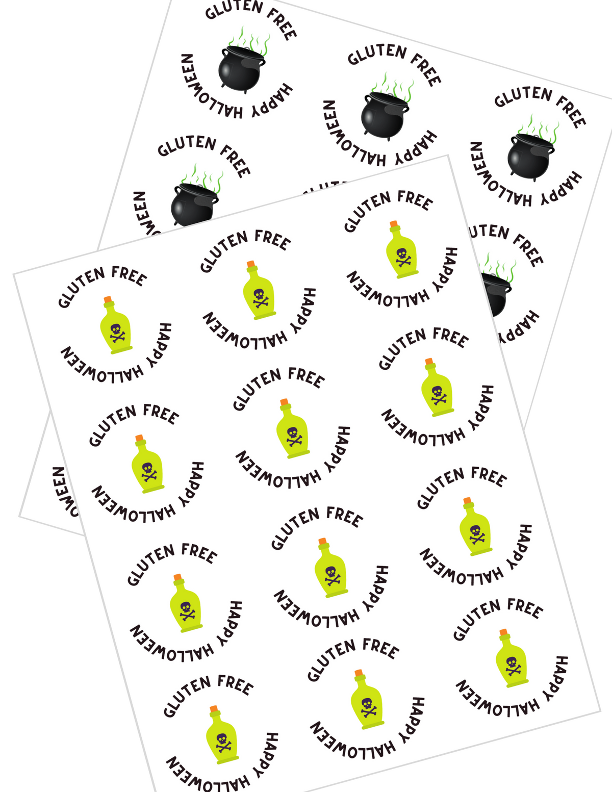 Gluten Free Halloween Sticker Labels {Printable Digital Download}