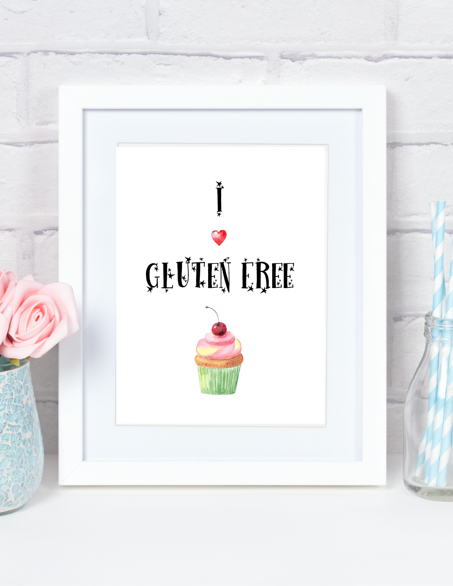 Gluten-Free Enjoy Sign w/Watercolor Cupcakes{Printable Digital Art}